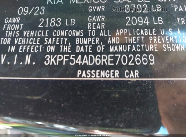 3KPF54AD6RE702669 2024 KIA FORTE Черный Вид подкапотного пространства