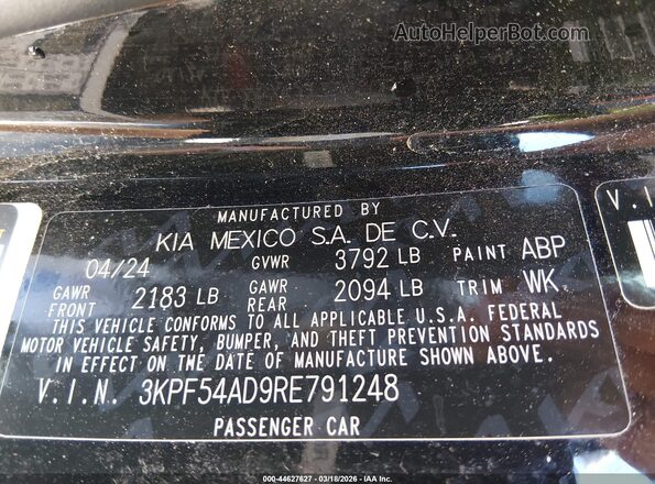 3KPF54AD9RE791248 2024 KIA FORTE Black 