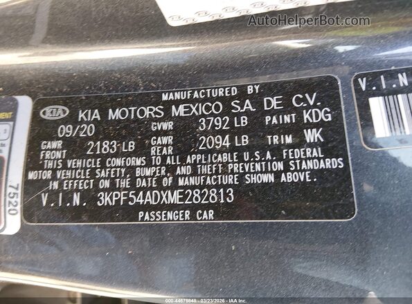 3KPF54ADXME282813 2021 KIA FORTE Gray Vista del compartimento del motor