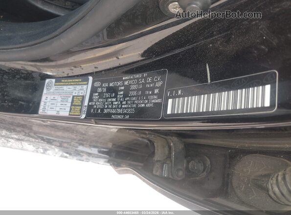 3KPFK4A78HE043835 2017 KIA FORTE Black Engine compartment view