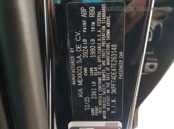 3KPFT4DE4TE263148 2026 KIA K4 Black 