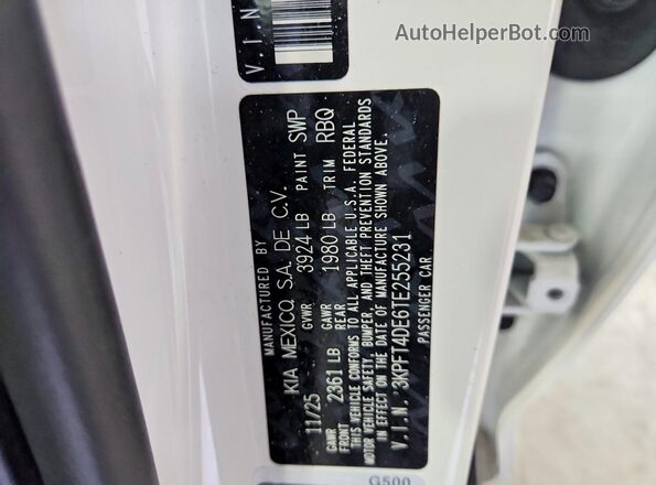 3KPFT4DE6TE255231 2026 KIA K4 White Շարժիչի բաժամունքի տեսք