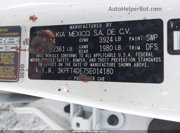 3KPFT4DE7SE014180 2025 KIA K4 White 