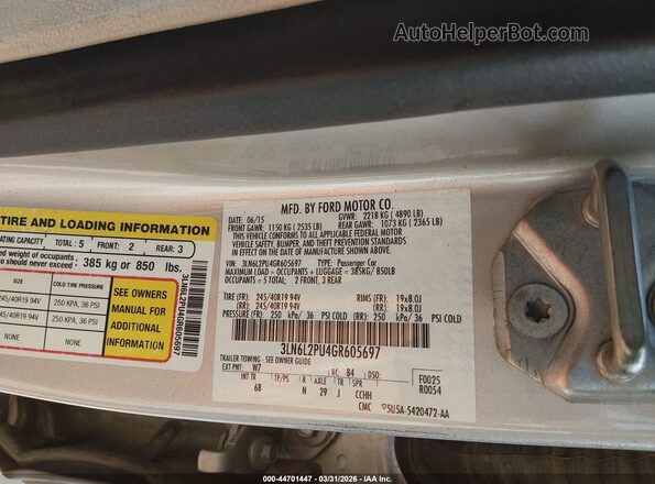 3LN6L2PU4GR605697 2016 LINCOLN MKZ HYBRID Silver Widok komory silnika