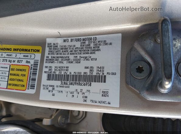 3LN6L5MU9HR656958 2017 LINCOLN MKZ HYBRID Желто-коричневый Вид подкапотного пространства