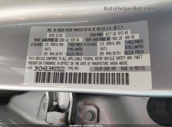3MVDMABL5MM205222 2021 MAZDA CX-30 Silver Engine compartment view