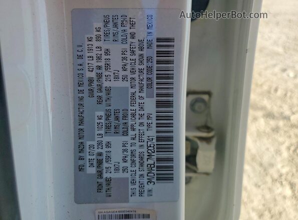 3MVDMABL7MM205741 2021 MAZDA CX-30 White VIN sticker view
