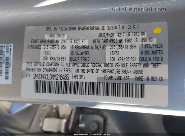 3MVDMACL0MM216465 2021 MAZDA CX-30 Silver Շարժիչի բաժամունքի տեսք