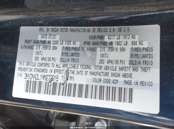 3MVDMADL1MM272915 2021 MAZDA CX-30 Dark Blue ძრავის განყოფილების ხედი