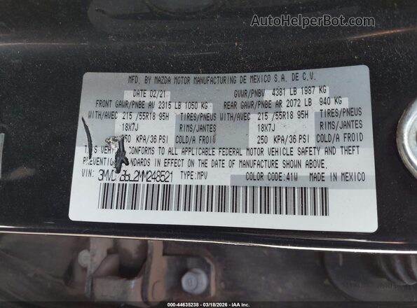 3MVDMBBL2MM248521 2021 MAZDA CX-30 Black Вид підкапотного простору