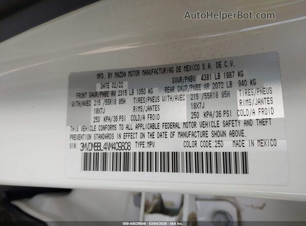 3MVDMBBL4NM409808 2022 MAZDA CX-30 Белый Вид подкапотного пространства