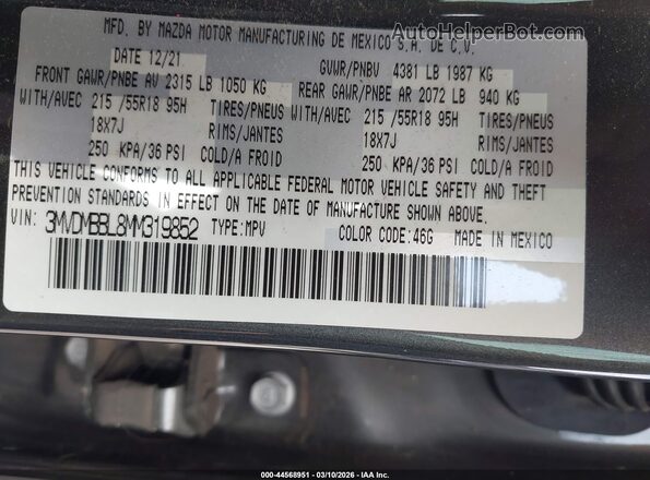 3MVDMBBL8MM319852 2021 MAZDA CX-30 Black Engine compartment view