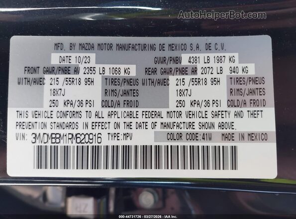 3MVDMBBM1RM620916 2024 MAZDA CX-30 Black Widok komory silnika