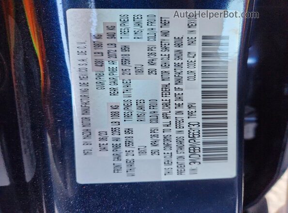 3MVDMBBMXPM563130 2023 MAZDA CX-30 Blue Вид наклейки з VIN-кодом