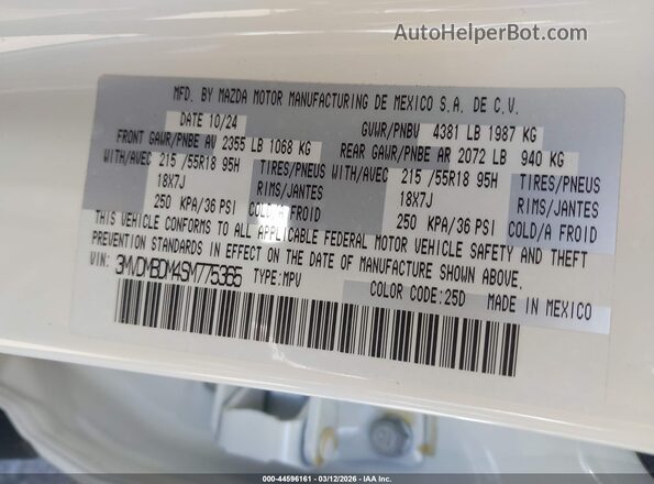 3MVDMBDM4SM775365 2025 MAZDA CX-30 White 