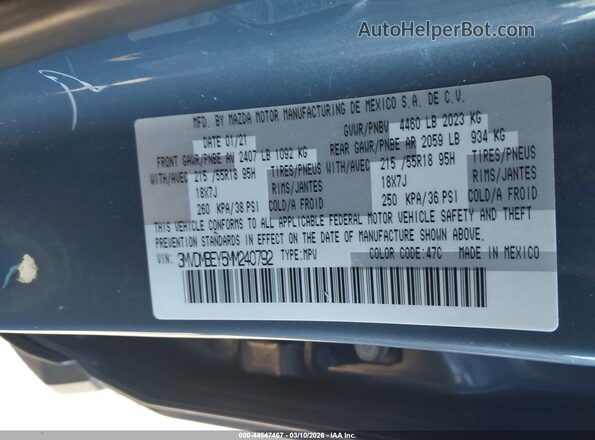 3MVDMBEY5MM240792 2021 MAZDA CX-30 Gray Вид підкапотного простору