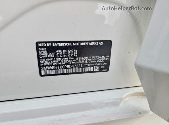 3MW49FF00P8D47231 2023 BMW M3 White ძრავის განყოფილების ხედი