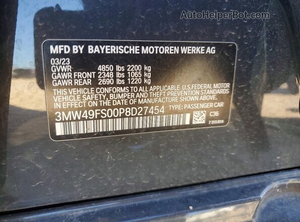3MW49FS00P8D27454 2023 BMW M3 Gray Շարժիչի բաժամունքի տեսք