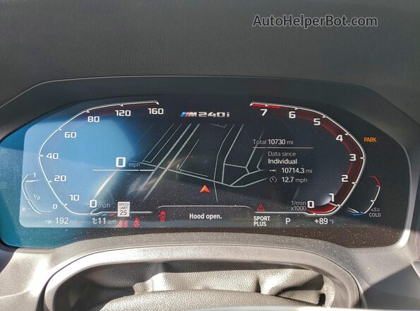 3MW53CM02N8C78644 2022 BMW M2 Black ხელსაწყოთა პანელის ხედი