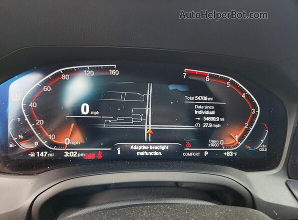 3MW5R1J07M8C11933 2021 BMW 3 SERIES Black Instrument cluster view