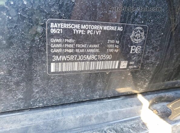 3MW5R7J05M8C10590 2021 BMW 3 SERIES Black ძრავის განყოფილების ხედი