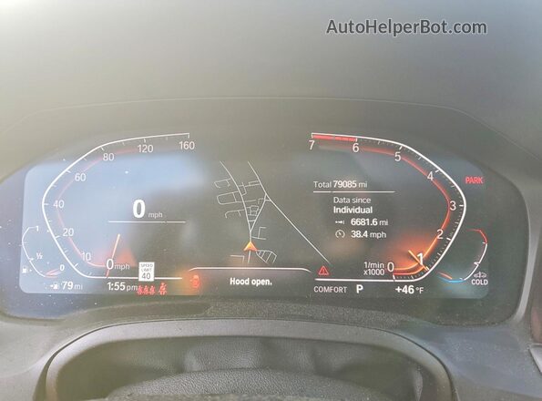 3MW5R7J09L8B13469 2020 BMW 3 SERIES White Вид щитка приладів