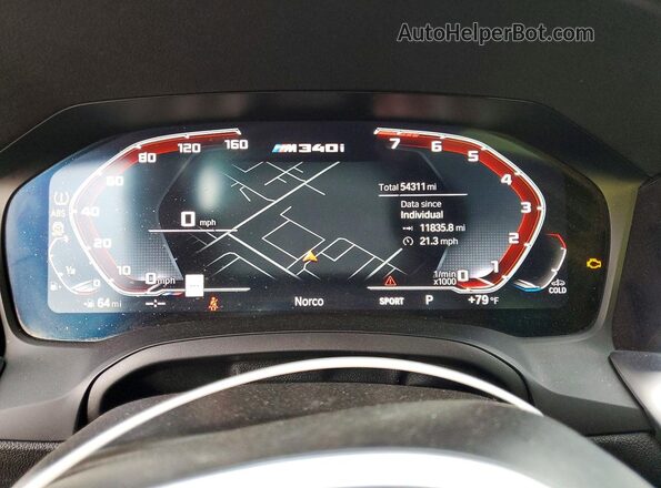3MW5U7J06M8C07633 2021 BMW M3 White Սարքավորումների վահանակի տեսք