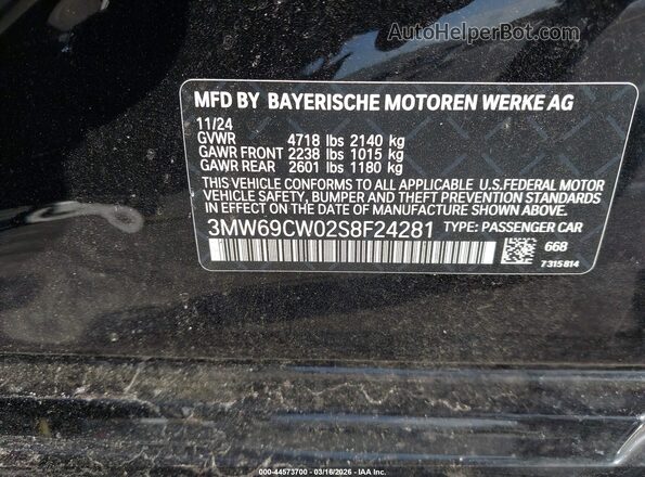 3MW69CW02S8F24281 2025 BMW 3 SERIES Black Вид підкапотного простору