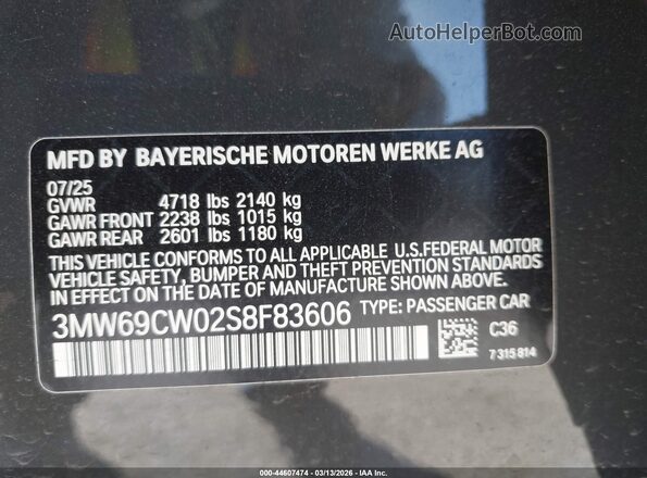 3MW69CW02S8F83606 2025 BMW 3 SERIES Gray Vista del compartimento del motor
