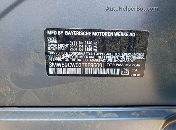 3MW69CW03T8F96091 2026 BMW 3 SERIES Gray ძრავის განყოფილების ხედი
