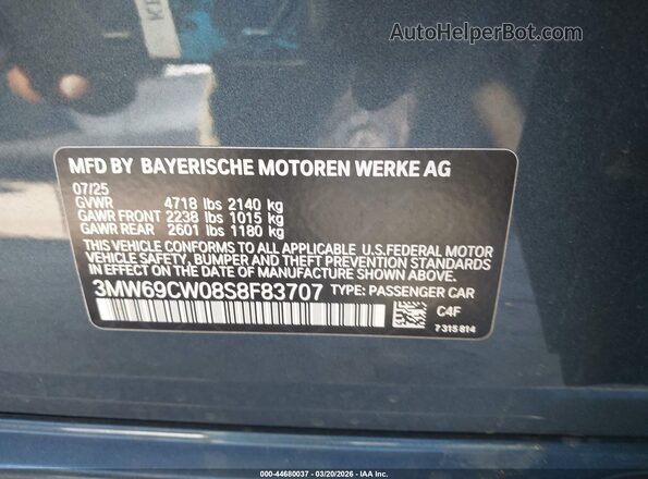 3MW69CW08S8F83707 2025 BMW 7 SERIES Gray 