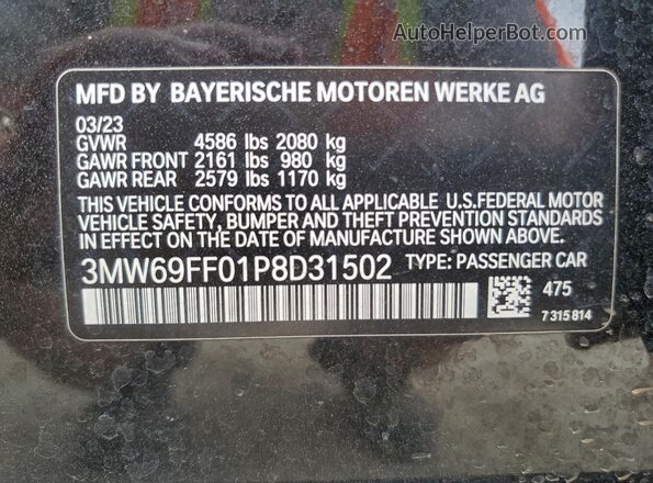 3MW69FF01P8D31502 2023 BMW 3 SERIES Black Vista del compartimento del motor