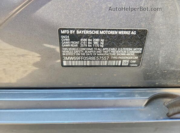 3MW69FF05R8E57557 2024 BMW 3 SERIES Gray Widok naklejki z numerem VIN