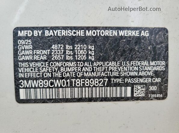 3MW89CW01T8F89827 2026 BMW 3 SERIES White Vista del compartimento del motor