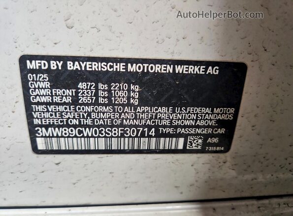 3MW89CW03S8F30714 2025 BMW 3 SERIES Белый Вид подкапотного пространства