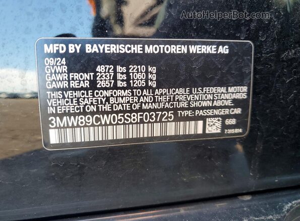 3MW89CW05S8F03725 2025 BMW 3 SERIES Black Widok komory silnika