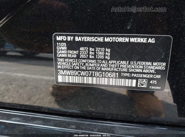 3MW89CW07T8G10681 2026 BMW 3 SERIES Black Շարժիչի բաժամունքի տեսք