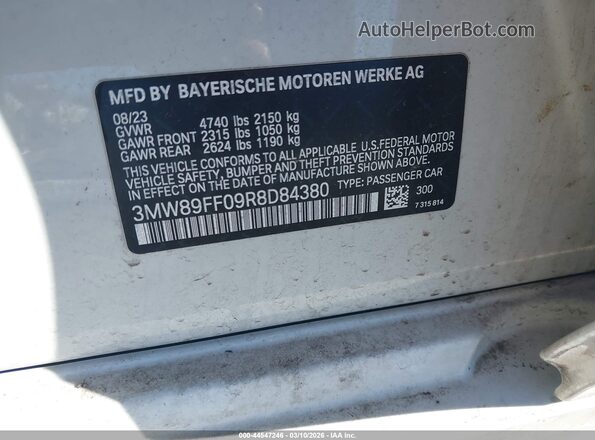 3MW89FF09R8D84380 2024 BMW 3 SERIES White Widok komory silnika