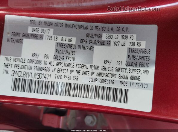 3MYDLBYV1JY301471 2018 TOYOTA YARIS IA Burgundy 