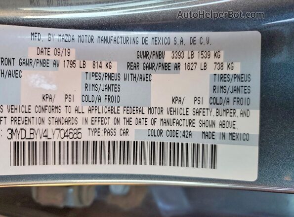 3MYDLBYV4LY704685 2020 TOYOTA YARIS Серый Вид подкапотного пространства