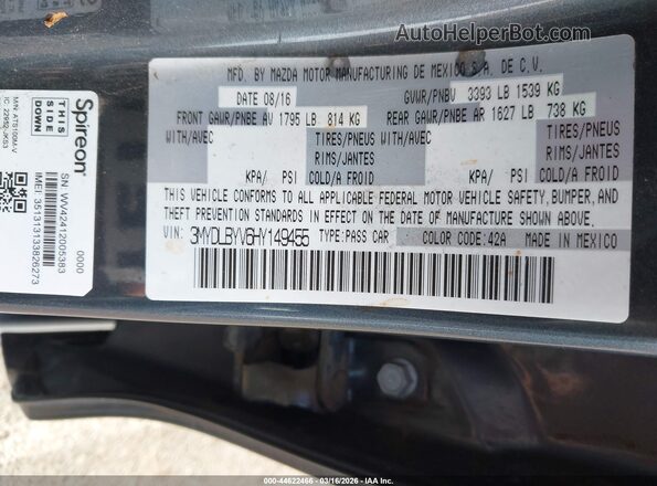 3MYDLBYV6HY149455 2017 TOYOTA YARIS IA Черный Вид подкапотного пространства