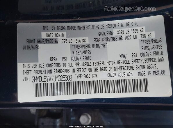 3MYDLBYV7JY326309 2018 TOYOTA YARIS IA Синий Вид подкапотного пространства