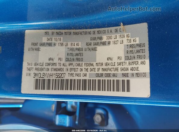 3MYDLBYVXHY158207 2017 TOYOTA YARIS IA Blue Вид підкапотного простору