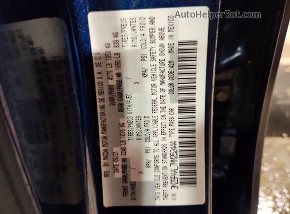 3MZBPAAL7MM252444 2021 MAZDA 3 Blue Շարժիչի բաժամունքի տեսք