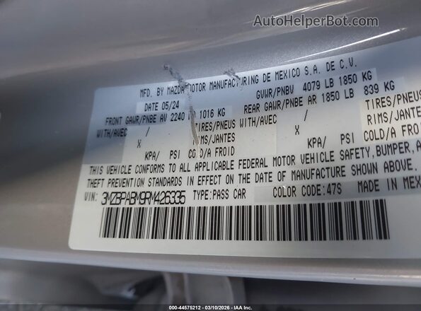 3MZBPABM9RM426335 2024 MAZDA 3 Cream Շարժիչի բաժամունքի տեսք