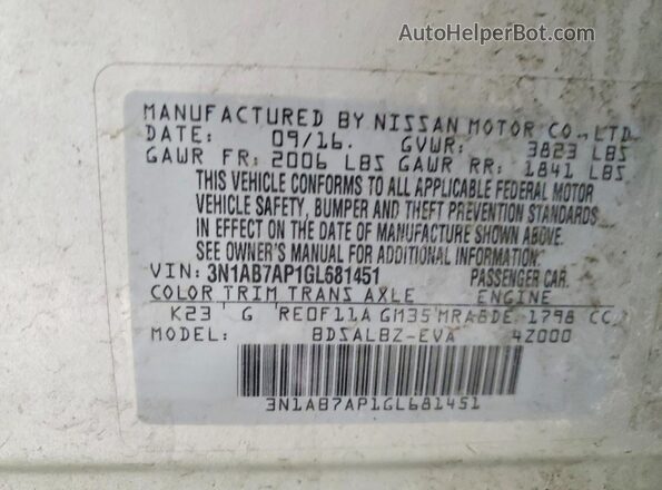 3N1AB7AP1GL681451 2016 NISSAN SENTRA Silver Engine compartment view