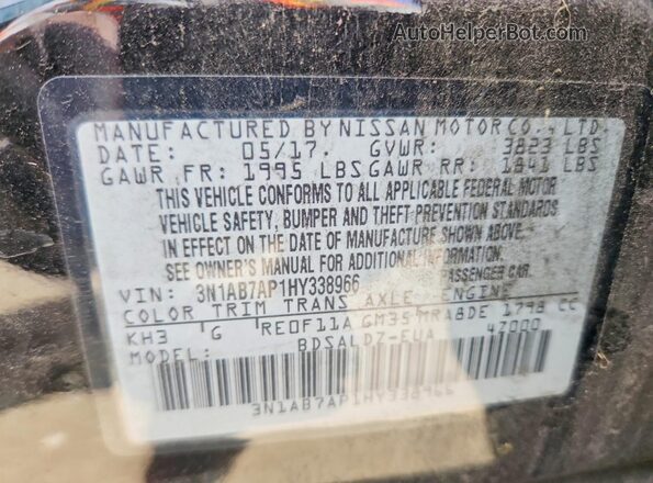 3N1AB7AP1HY338966 2017 NISSAN SENTRA Black Вид підкапотного простору