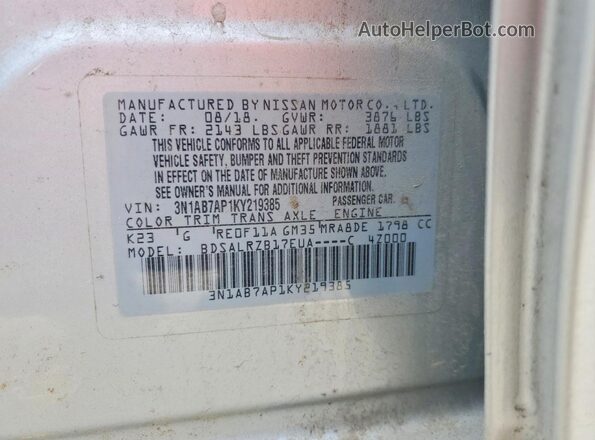 3N1AB7AP1KY219385 2019 NISSAN SENTRA Silver 