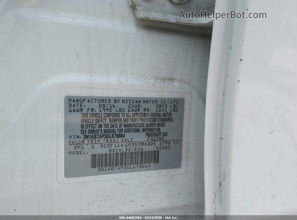 3N1AB7AP3GL678664 2016 NISSAN SENTRA Белый Вид подкапотного пространства
