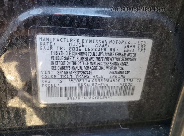 3N1AB7AP8GY262449 2016 NISSAN SENTRA Black Vista del compartimento del motor